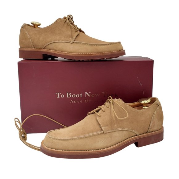 NEW To Boot New York Adam Derrick Italy Men 8 Tan Brown Suede Dress Shoe Oxfords - Picture 2 of 15